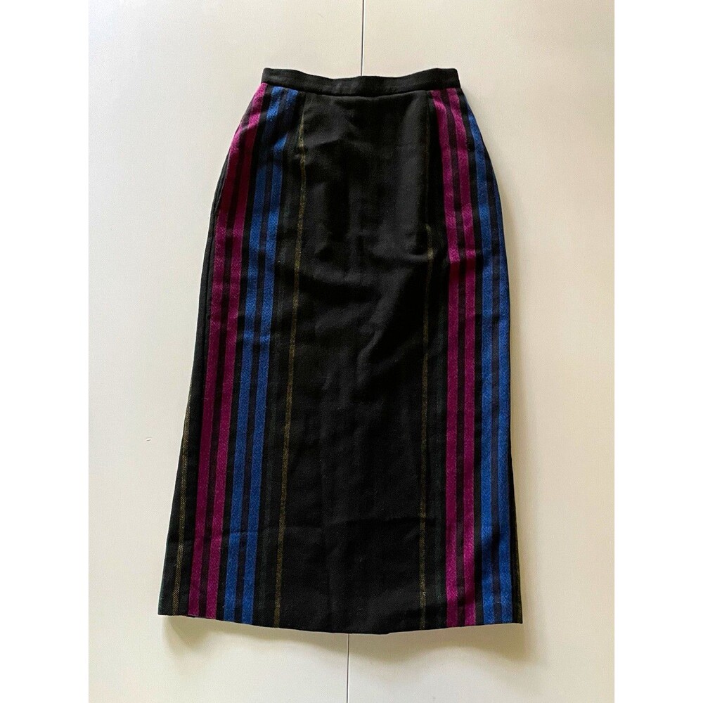 Vintage 80s Wool Blend Lined High Waisted Midi Straight Pencil Skirt Size 4